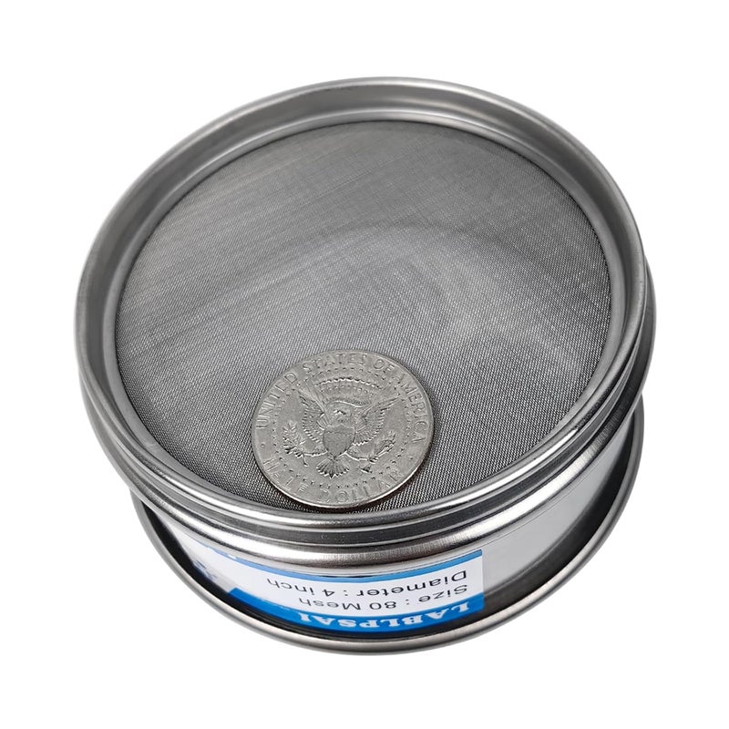 LABLPSAI 80 Mesh Lab Sieves 4" Diameter 304 Stainless Steel Wire Cloth Test Sieve for Industrial Laboratory Home - Image 2